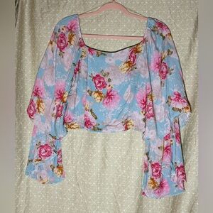Floral Puff Sleeve Crop Top